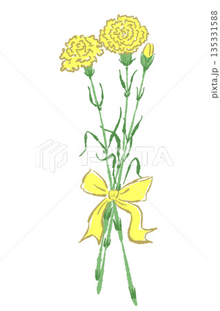母の日の黄色カーネーションの手書き風カラーイラスト素材(フレーム・リース・花束など) 母の日の黄色カーネーションの手書き風カラーイラスト素材(フレーム・リース・花束など) 135331588