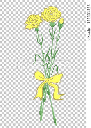 母の日の黄色カーネーションの手書き風カラーイラスト素材(フレーム・リース・花束など) 母の日の黄色カーネーションの手書き風カラーイラスト素材(フレーム・リース・花束など) 135331588