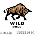 Silhouette of an aggressive bull. 135331640