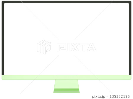 3D素材_モニター_黄緑 3D素材_モニター_黄緑 135332156