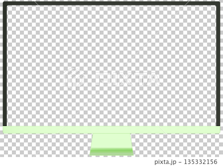 3D素材_モニター_黄緑 3D素材_モニター_黄緑 135332156