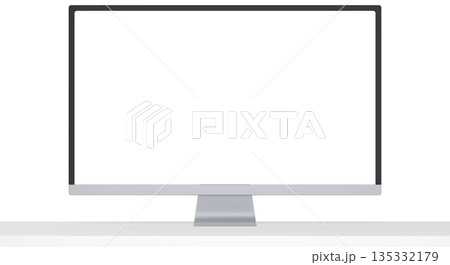 3D素材_モニター_シルバー 3D素材_モニター_シルバー 135332179