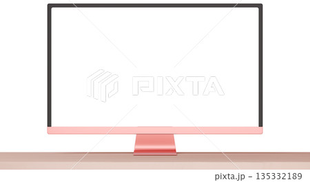 3D素材_モニター_ピンク 135332189
