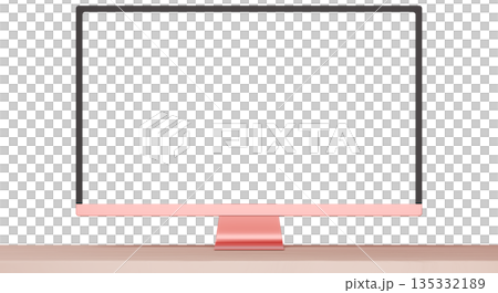 3D素材_モニター_ピンク 135332189