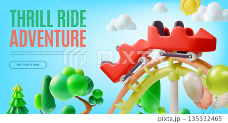 3d Thrill Ride Adventure Amusement Park Concept...のイラスト素材 [135332465 ...