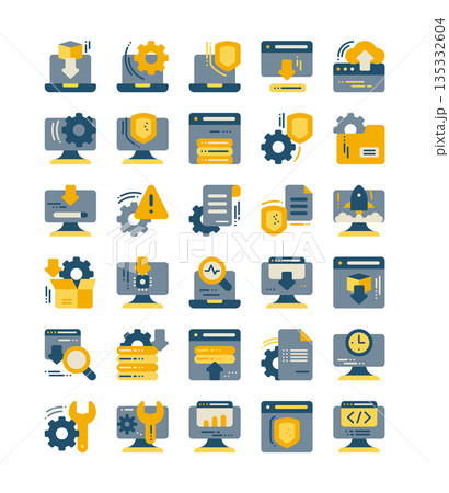 set of system icon, style of flat icon design 135332604