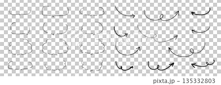 手書きの吹き出しと矢印のあしらいセット 135332803