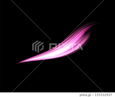 Glowing pink lines. Neon realistic energy speed. Abstract light effect on a dark background. Vector illustration. Glowing pink lines. Neon realistic energy speed. Abstract light effect on a dark background. Vector illustration. 135332937