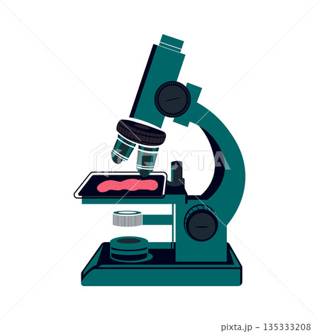 Professional Laboratory Microscope Illustration with Slide 135333208