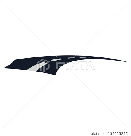 Perspective View of a Winding Asphalt Road for Travel Concepts 135333235