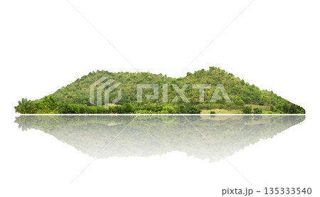 Panorama island, hill, mountain isolated on a white background. with clipping path, for photo montage. Used for graphics. Panorama island, hill, mountain isolated on a white background. with clipping path, for photo montage. Used for graphics. 135333540