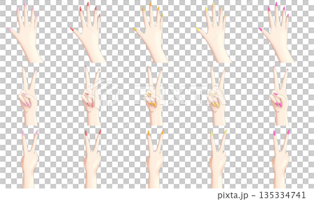 Glitter nail illustration set (warm colors) 135334741