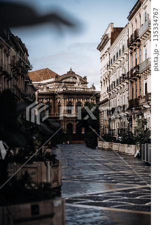Teatro Massimo Bellini In Catania, Sicily: Historic Opera House With Elegant Baroque Facade And Classical Urban Architecture Teatro Massimo Bellini In Catania, Sicily: Historic Opera House With Elegant Baroque Facade And Classical Urban Architecture 135334767