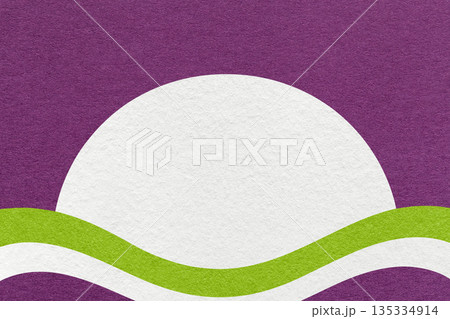 Violet textured paper background with white circle for copy space and green waves for banner, presentation Violet textured paper background with white circle for copy space and green waves for banner, presentation 135334914