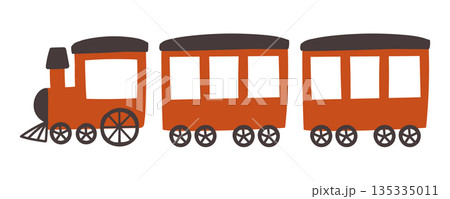 子供向けに使える 赤いレトロな汽車のイラスト素材 135335011