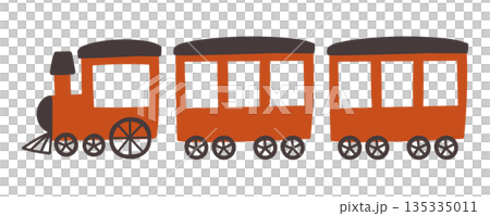 可用於兒童的紅色復古火車插畫素材 135335011