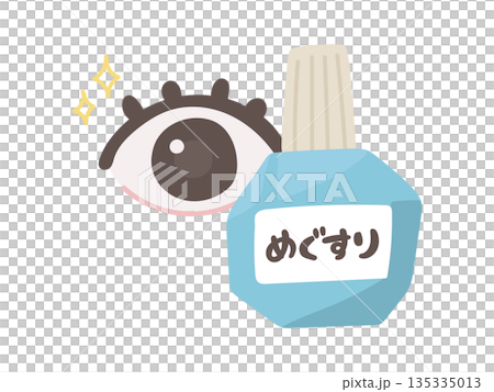 Cute eye drops and eye care illustration material 135335013