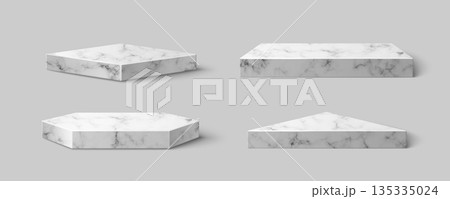 3D set of geometric marble platforms 3D set of geometric marble platforms 135335024