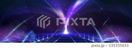 Space tech background with grid pattern and light 135335033