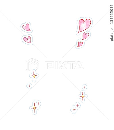 ハートマーク　キラキラ　水彩風　シール風 135335055