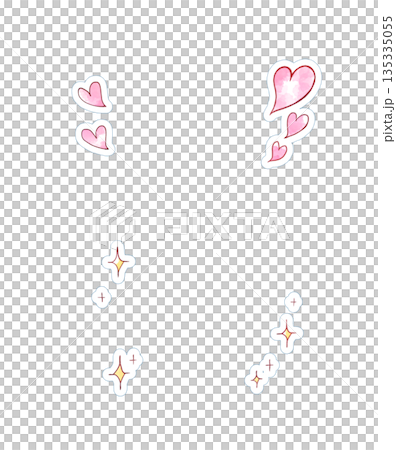 ハートマーク　キラキラ　水彩風　シール風 135335055