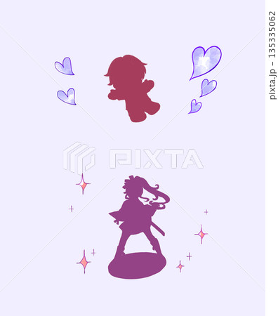 推しぬい　美少女フィギュア　紫　シルエット　イメージ　 135335062