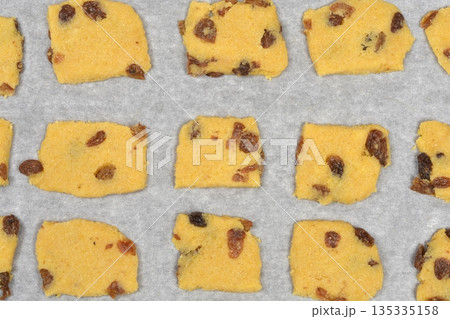 Unbaked zaletti cookies with raisins Unbaked zaletti cookies with raisins 135335158