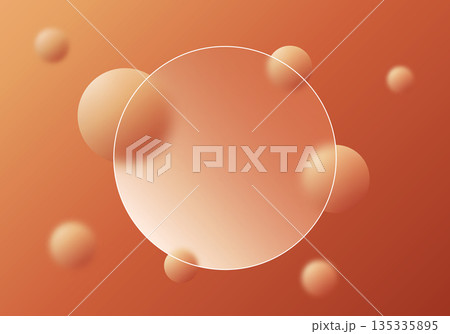 Abstract orange template with a frosted glass circle and soft 3D spheres. Eps 10 Abstract orange template with a frosted glass circle and soft 3D spheres. Eps 10 135335895