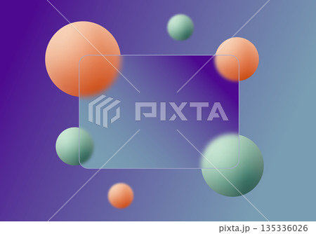 Abstract purple background with frosted glass and pastel spheres of different sizes. Eps 10 135336026