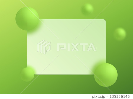 Modern digital banner backdrop with frosted glass effect and green bubbles. Eps 10 135336146