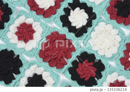 Colorful Crochet Granny Squares Background 135336219