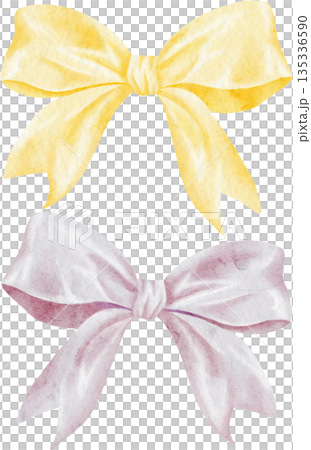 A set of cute hand-drawn watercolor gold and pink satin bows. A set of cute hand-drawn watercolor gold and pink satin bows. 135336590