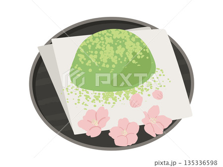 お皿にのったうぐいす餅 135336598