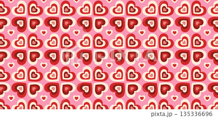 Pink Retro Heart Seamless Pattern Pink Retro Heart Seamless Pattern 135336696