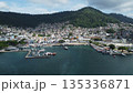 Coastal city of Angra dos Reis surrounded by mountains and ocean, Brazil 135336871