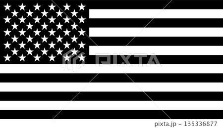 Black and white flag of United States of America. High quality monochrome USA Flag. Correct proportions. Vector for 4th July independence day, memorial day, black history or other US national projects 135336877
