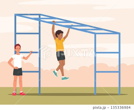 Boys children fitness exercise sport outdoor health activity 135336984