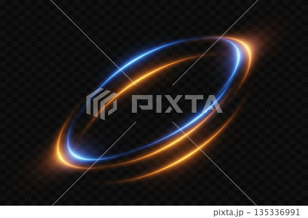Neon glowing portal of light. Circle light effect. On a transparent background. Neon glowing portal of light. Circle light effect. On a transparent background. 135336991