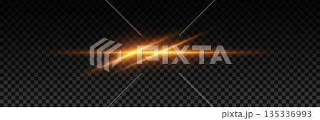 Shining light line effect. Glare of laser light rays. On a transparent background. 135336993