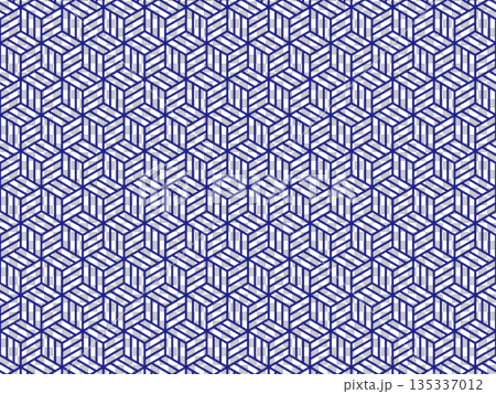 紺色の亀甲網代の背景 135337012