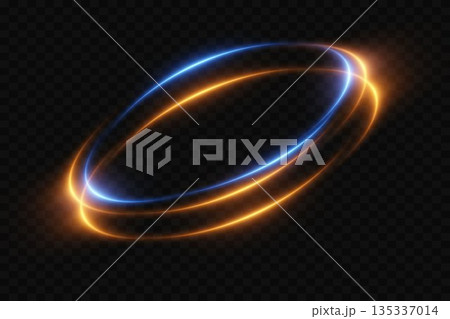 Neon glowing portal of light. Circle light effect. On a transparent background. Neon glowing portal of light. Circle light effect. On a transparent background. 135337014