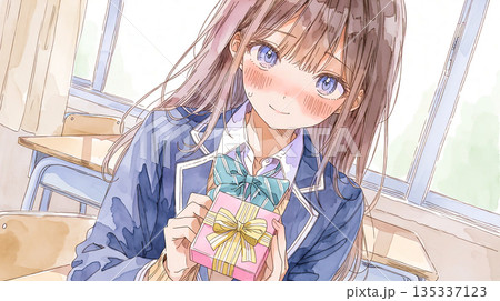 渡さなきゃというプレッシャーと戦う女の子 135337123