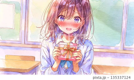 渡さなきゃというプレッシャーと戦う女の子 135337124