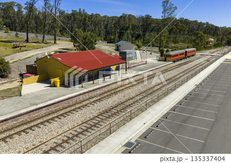 Drone photograph of the ZigZag Railway Station in the Blue Mountains 135337404