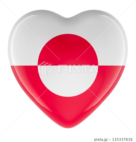 Heart in Greenland colors, support heart. Anti US takeover concept. 3D rendering Heart in Greenland colors, support heart. Anti US takeover concept. 3D rendering 135337638
