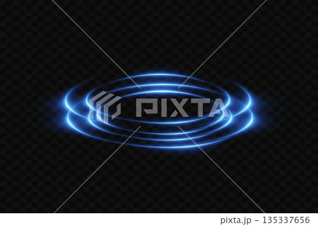 Neon light effect, magic circle lines. 135337656