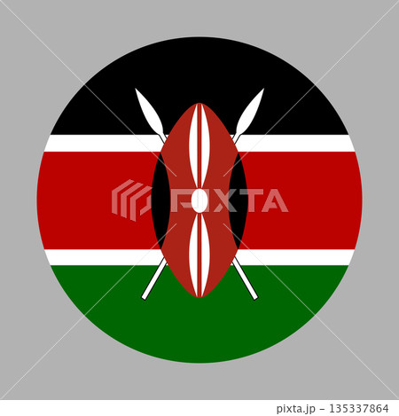 National flag of Kenya round icon. Kenya flag circle badge. Republic of Kenya flag banner, button, background, symbol, sign, sticker. National flag of Kenya round icon. Kenya flag circle badge. Republic of Kenya flag banner, button, background, symbol, sign, sticker. 135337864