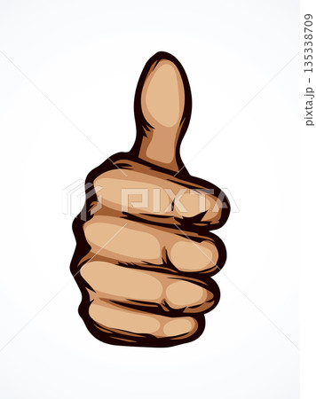 Thumb up. The sign is excellent. Vector drawing 135338709