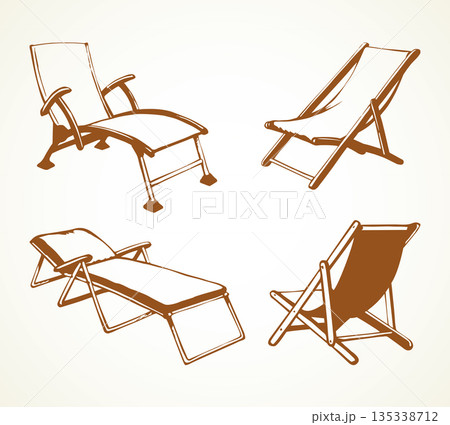 Beach chair. Vector freehand drawing Beach chair. Vector freehand drawing 135338712
