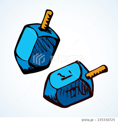 Jewish holiday symbol. Dreidel. Sketch Jewish holiday symbol. Dreidel. Sketch 135338725